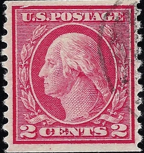US Scott #453 Usato VF 2 Cent 1914 Perf 10 George Washington Coil Stamp CV 45,00 - Foto 1 di 1