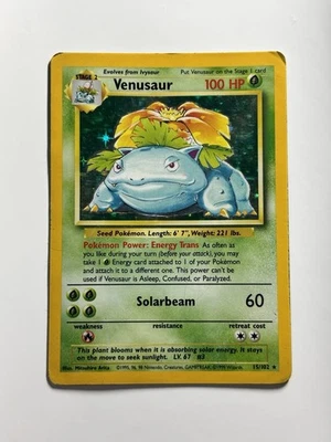 Base Set Venusaur 15/102 Pokemon Card Holo Rare 1999 WOTC Vintage TCG HP - Image 1 of 4