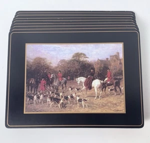 Vintage Pimpernel Placemats Tally Ho Equestrian Cork Back Set 8 Fox Hunt 15.7 in - Picture 1 of 24