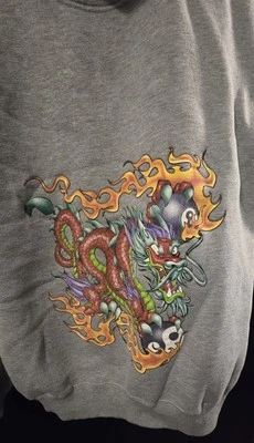 Sudadera/sudadera con capucha vintage años 90 JNCO Dragon W 8 Ball Ying Yang And Flames para hombre L Foto 1 de 4