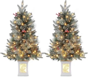 2 Piezas 3FT Pre-Iluminado Artificial Mini Mesa Abeto Árbol de Navidad 78 Luces LED - Imagen 1 de 7