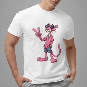 Camiseta Pantera Rosa Genial Personaje de Dibujos Animados Gráfico Camiseta Retro Unisex Informal Top - Imagen 1 de 5
