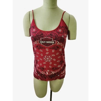 Camiseta sin mangas Harley Davidson Red Bandana AOP talla L Seacoast North Hampton NH Foto 1 de 4
