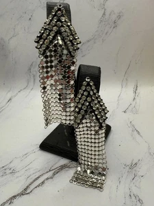 Disco Diva Vintage R. Serbin Runway Rhinestone Mesh Earrings - Picture 1 of 8