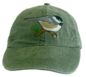 Chickadee Embroidered Cotton Cap NEW Hat Bird Black-capped