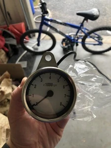 Dime City Cycles White Motorcycle 8k Tachometer Gauge *PLEASE READ* - Picture 1 of 3