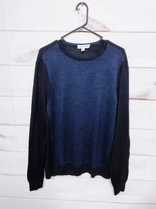 Calvin Klein Mens Sweater Size L Blue Long Sleeve Pullover Merino Wool & Acrylic - Picture 1 of 6