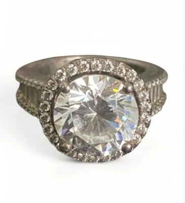 White Lotus Sterling Silver 5 1/5 Lab-Created Cubic zirconia SZ 5.5 ENGAGEMENT - Image 1 of 4