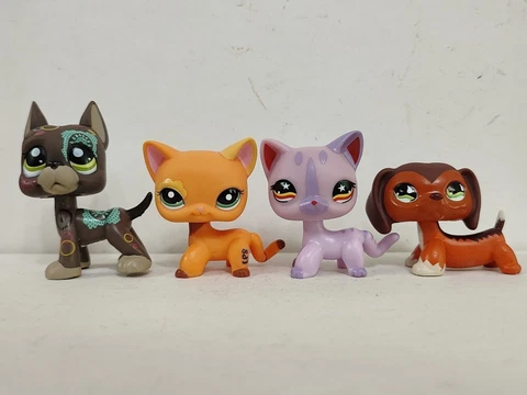 4pcs/lot LPS Toys Pet Shop Cat Dog #1439#1643#933#675 Animal Figures Cover