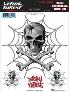 NEU TÖDLICHE BEDROHUNG SCHWARZE WITWE SPINNE SCHÄDEL AUFKLEBER STICKER 6"x6" LT88429 - Bild 1 von 2