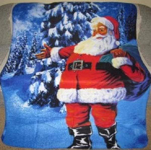 New Santa Claus SOFT Fleece Throw Blanket Christmas Holiday Decor Gift St. Nick - Picture 1 of 3