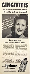 Forhan's For Firmer Gums Cleaner Teeth Vintage Print Ad 1943 - Picture 1 of 6