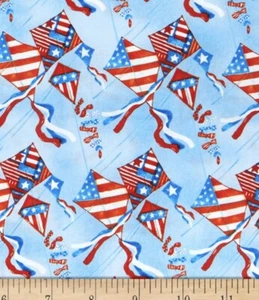 FAT QUARTER PATRIOTISCHER BAUMWOLLSTOFF DRACHEN STERN SPANGLED BANNER AMERIKA GLAS - Bild 1 von 11