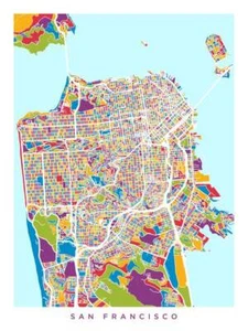 Póster - Mapa de San Francisco, calles abstractas modernas de la ciudad, 4 tamaños - Imagen 1 de 25