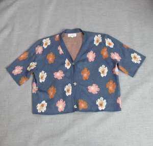 Listicle Sweater Womens Large Blue Knit Whimsical Fairycore Preppy Cropped - Picture 1 of 8