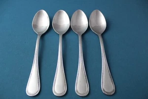 4 Place Oval Soup Spoons Towle BEADED ANTIQUE Satin 18/8 Stainless Germany 7" - Picture 1 of 5