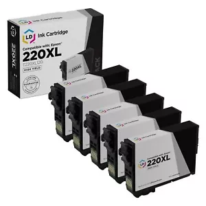 Cartucce di inchiostro nero ad alta resa LD 5PK Epson T220XL120 220XL per XP-320 XP-420 - Foto 1 di 9