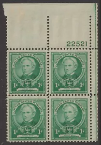 US 869 Educators Horace Mann 1c plate block 4 UR 22521 MNH 1940 - Picture 1 of 1