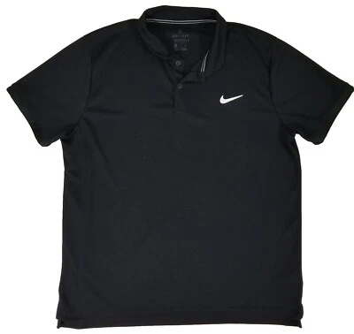 NIKE Court Dri-Fit Tennis Solid Black Polo Golf Shirt Men XL Active Short Sleeve - Image 1 of 4