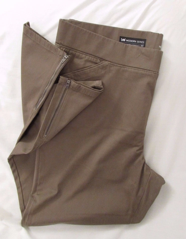 Ladies "Lee" Size 20WM Falcon (Lt Brown) Mid Rise Waist Smoothing Pull On Pants