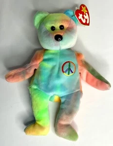 TY Beanie Baby - PEACE the Tie-Dyed Bear - Mint Tag - Stofftier Spielzeug - Bild 1 von 11