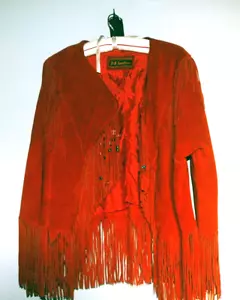 Cowgirl Jacket, Red Leather, Fringed, Made in Mexico, Small Womens, Unworn. J &A - Picture 1 of 14