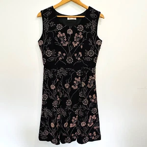 ALANNAH HILL Dress Black Silk Beaded 12 AUS / 8 US A-line Floral Knee Length - Picture 1 of 8