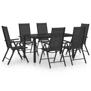 vidaXL 7 Piece Garden Dining Set Aluminium Black - Picture 1 of 11