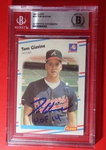 Tom Glavine 1988 Fleer Beckett Slabbed Signed Rookie Card W/HOF Authentic #2 - Picture 1 of 2