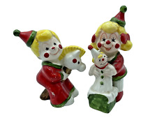 2 Vintage Porcelain Christmas Clown Figurines Originals By Erika Japan Toy Horse
