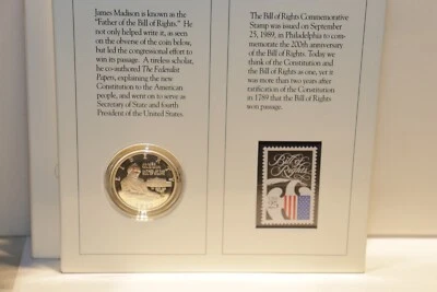 1993 Bill of Rights SILVER Half Dollar Coin 50c and Stamp Set - Image 1 of 4