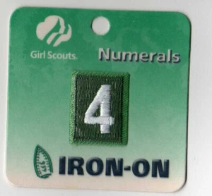 ~#4 Cuatro~Parche Insignia Número Tropa Junior Green Girl Scouts Tropa~Planchado~NUEVO - Imagen 1 de 1