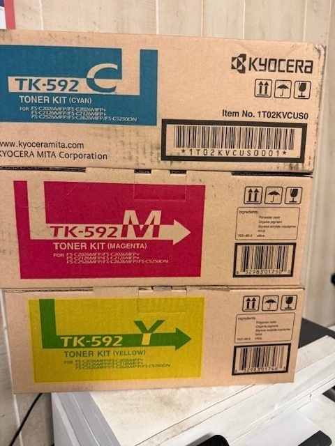 GENUINE KYOCERA TK-592Y, TK-592C & TK-592M  NEW SHIPS FREE - Image 1 of 1