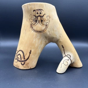 Baumzweig aus Holz, Handarbeit, Unikat, Kerzenhalter mit Brennholz geschnitzt - Bild 1 von 12