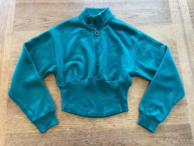 Sudadera Victoria’s Secret Verde MEDIANA Premium Polar Ajustada Media Cremallera Foto 1 de 2