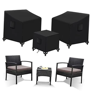 3 Piece Bistro Set Cover - Patio Garden Furniture Cover with Black-420D-3 set - Picture 1 of 7