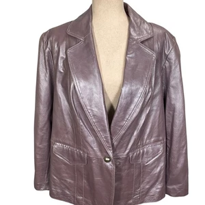 Worthington Leder Blazer 1X Iced Lavender Party Pearl Statement Jacke Mantel - Bild 1 von 10