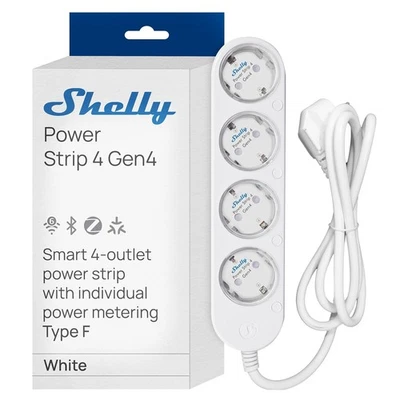 Shelly Power Strip 4 Gen4 weiß - 4-fach Steckdosenleiste, WiFi, Bluetooth, Zigbe - Bild 1 von 4
