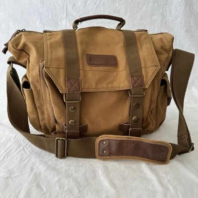 Canvas Messenger Bag w/Adjustable Strap and Leather Accents Shoulder/crossbody - Image 1 of 4