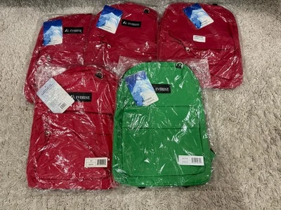 NUEVO LOTE DE 5 Mochila Everest Roja y Verde 600D Poliéster 16.5 x 13 x 6.5" Foto 1 de 4