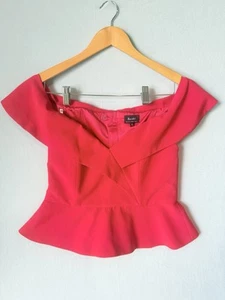 Bardot Peplum Red Top Size 12 Full Back Zip - Bild 1 von 4
