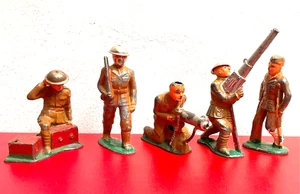 5 figuras principales de la década de 1930 BARCLAY EE. UU. Operador de radio AA Gun Wounded GI ametrallador - Imagen 1 de 5