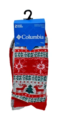 Columbia 2 Pair Christmas Crew Socks One Size Multicolor 183615 New! NWT - Image 1 of 4