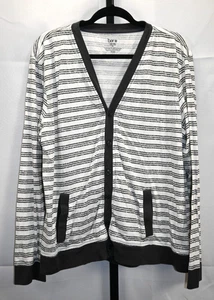 Bar 3 grau-weiße Strickjacke mit Knopfleiste und Taschen Größe XL lang SLeeve - Bild 1 von 3