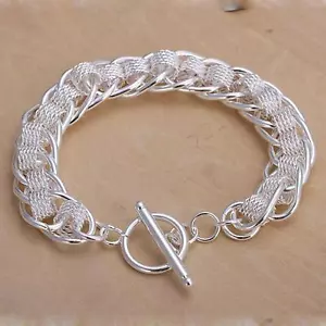Hermosa Moda Plata 925 Boda Bonita Mujeres Pulsera Joyería Noble H59 - Imagen 1 de 3