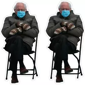 2x Bernie Sanders Mittens Chair Meme Inauguration 2021 Sticker laptop Election - Picture 1 of 3