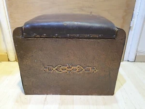 VINTAGE Copper WOOD Scuttle BOX Seat CHEST HALLWAY FIRESIDE LOGS COAL Toy Shoe - Picture 1 of 19