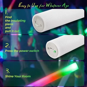 53 PCS Foam Glow Sticks, Glow Sticks Bulk Party Pack, LED Light up Foam Stick... - Picture 1 of 12