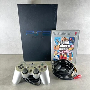 PLAYSTATION 2 CONSOLE Nera PS2 + CONTROLLER + GTA - Foto 1 di 10