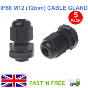 5X 12MM M12 CABLE COMPRESIÓN GLÁNDULA IMPERMEABLE IP68 RELLENO PARA CAJA DE CONEXIONES IP - Imagen 1 de 4